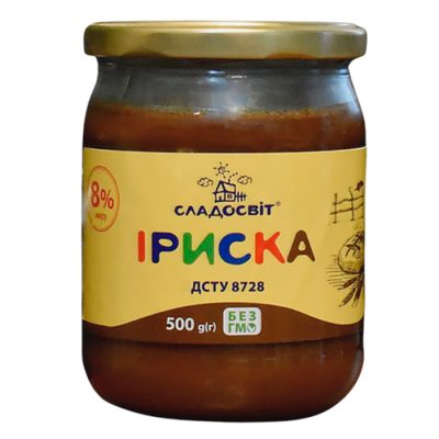 Продукт харчовий згущений з молоком варений Сладосвіт "ІРИСКА" 8% жиру 500 г 90_50 фото